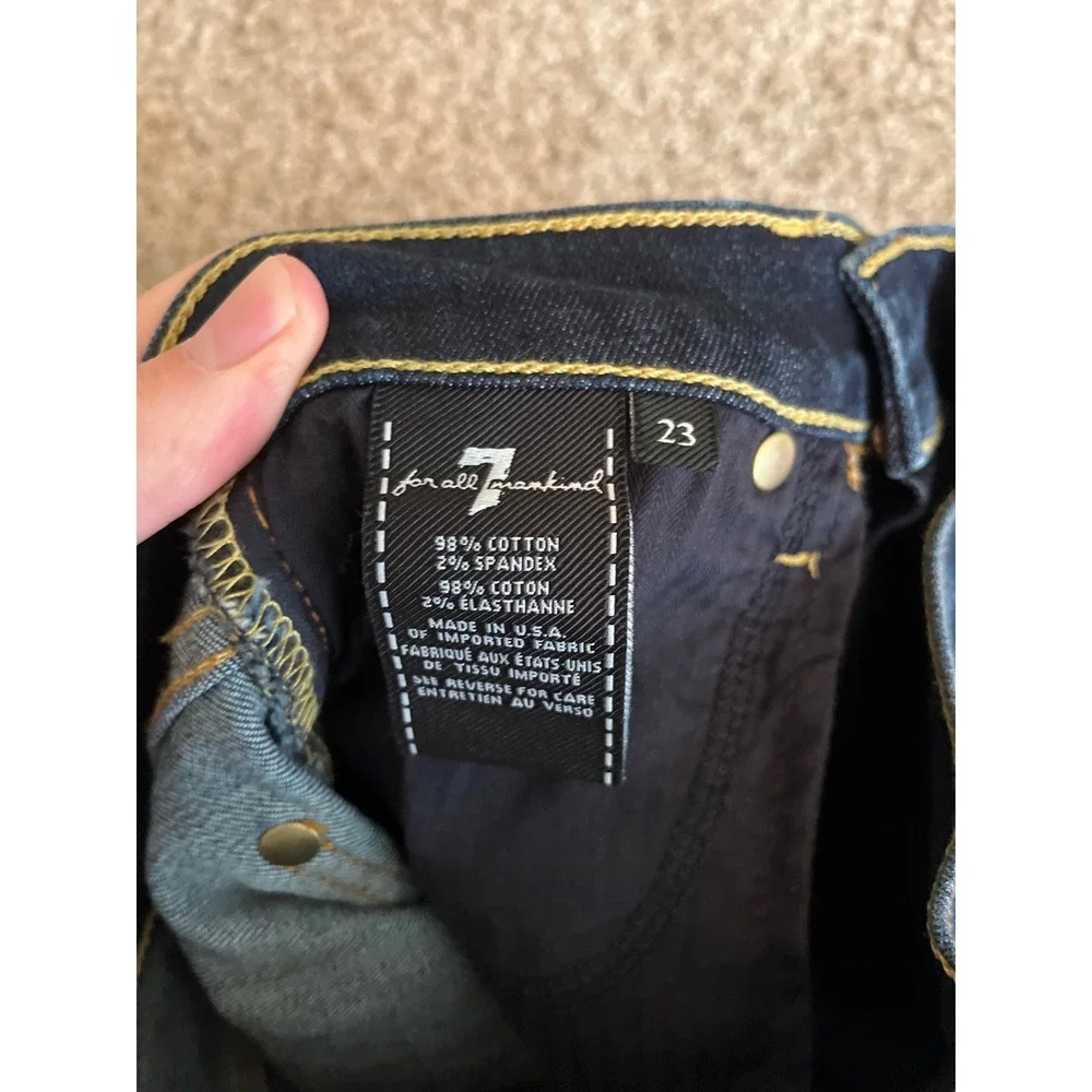 7 For All Mankind Women's Bootcut Jeans 23 Dark Blue Made in USA Stretch Denim
